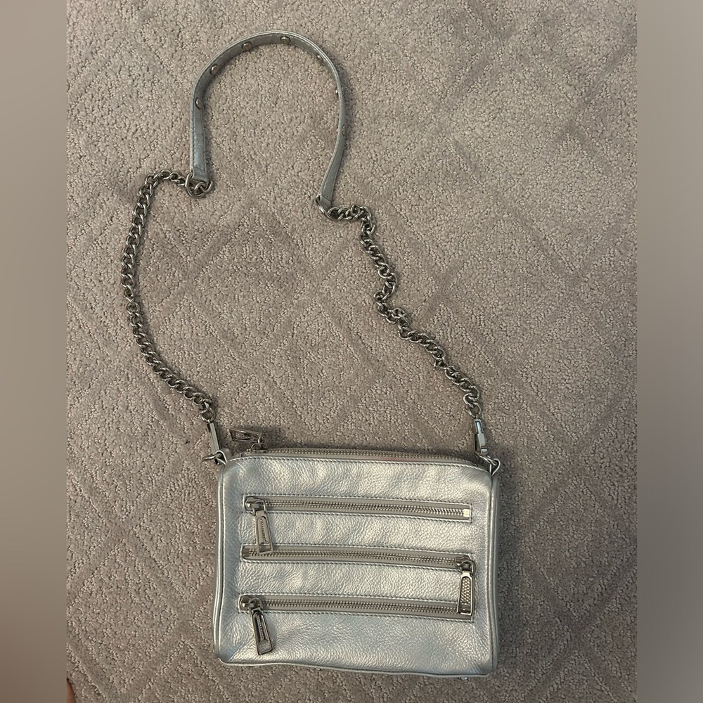 Rebecca Minkoff Metallic 3 Zip Pocket Leather Crossbody Bag